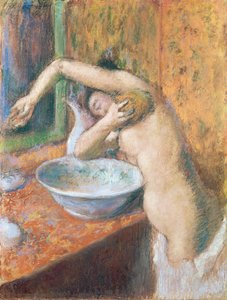 Kendini yıkayan kadın (pastel)